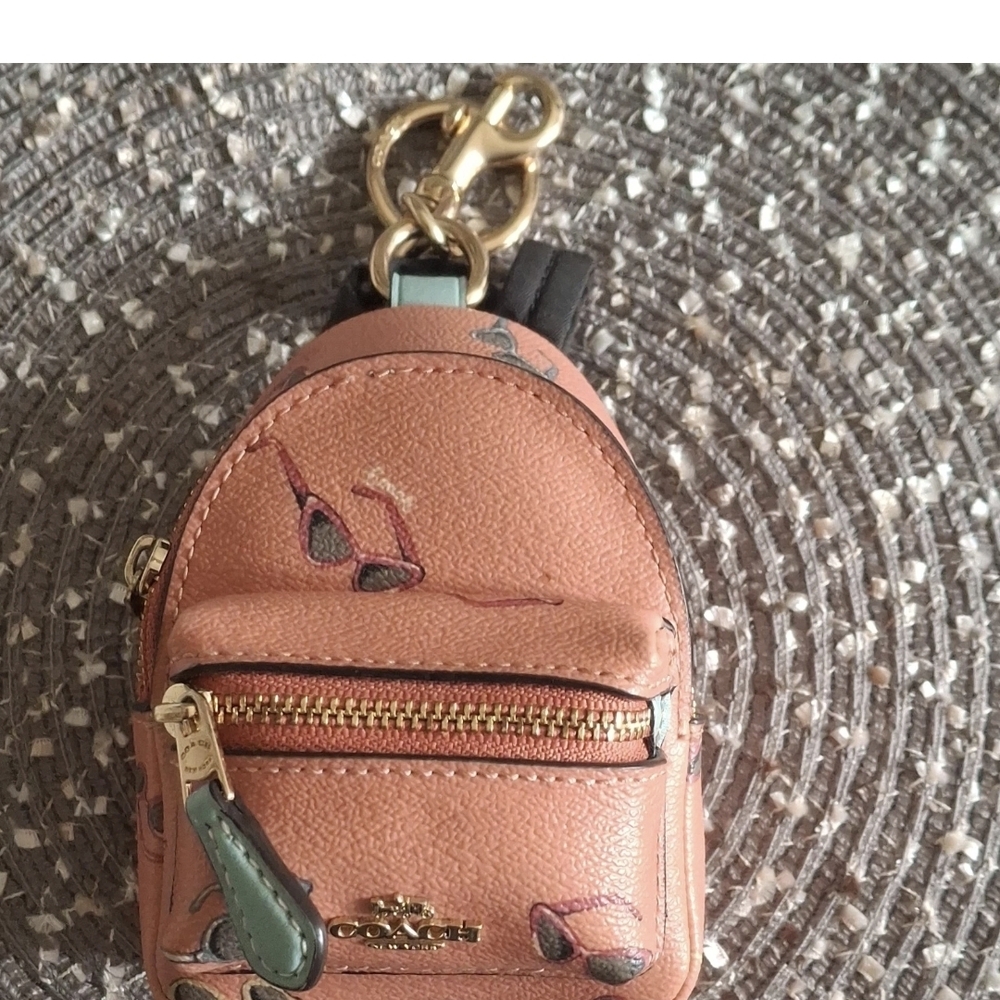 Coach Peach Mini Backpack Keychain